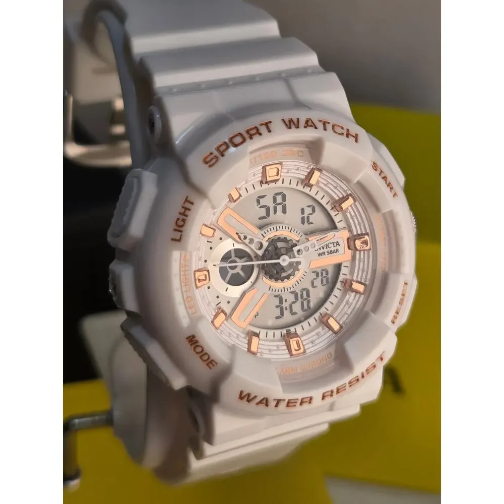 Invicta Celestial 70323 Unisex Quartz Ana Digi Watch 44mm White Rose Gold New